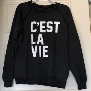 Graphic pullover in dark heather gray